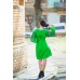 Boho Style Ukrainian Embroidered Mini Dress Neon Green with Black/White Embroidery